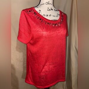 🌺 3 For $20 ~ Essentials By Milano Women’s Size Large Dressy Tee Shirt 🧡